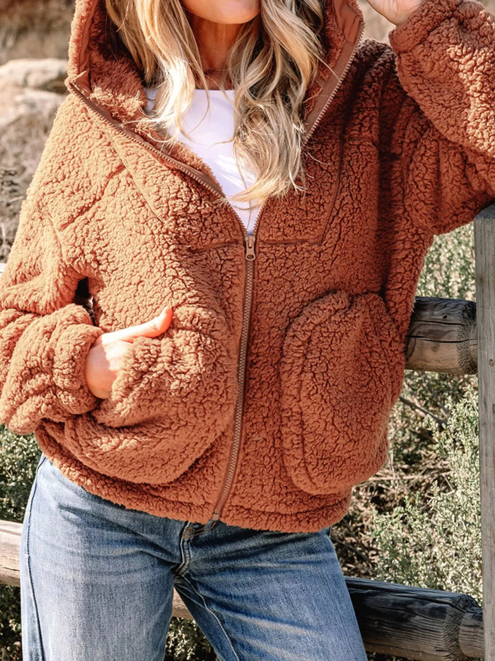 Mirla | Dam Relaxed Fit Zip Up Teddyjacka-Eva Jonsson