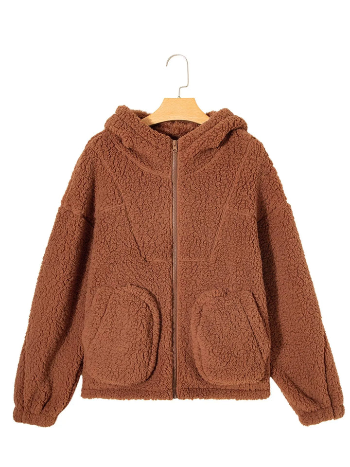 Mirla | Dam Relaxed Fit Zip Up Teddyjacka-Eva Jonsson