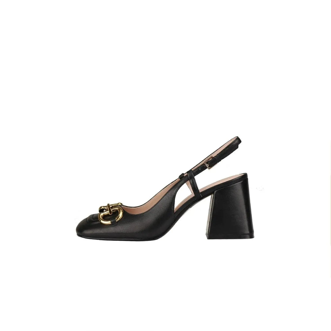 Mirla | Dam Retro-skor med Höga Klackar och Spänne - Tidlös Elegans och Stil-Eva Jonsson