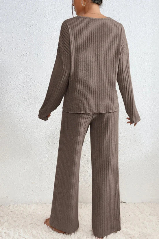 Mirla | Dam Ribbad Tvådelad Loungewear Set-Eva Jonsson