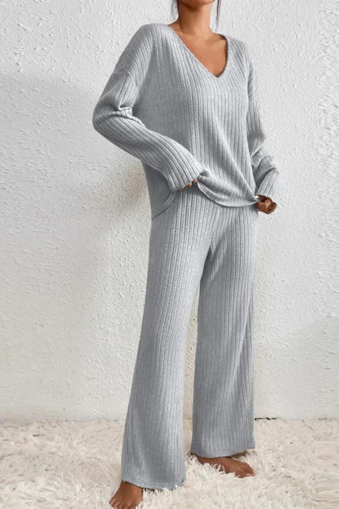 Mirla | Dam Ribbad Tvådelad Loungewear Set-Eva Jonsson