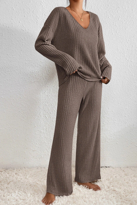 Mirla | Dam Ribbad Tvådelad Loungewear Set-Eva Jonsson