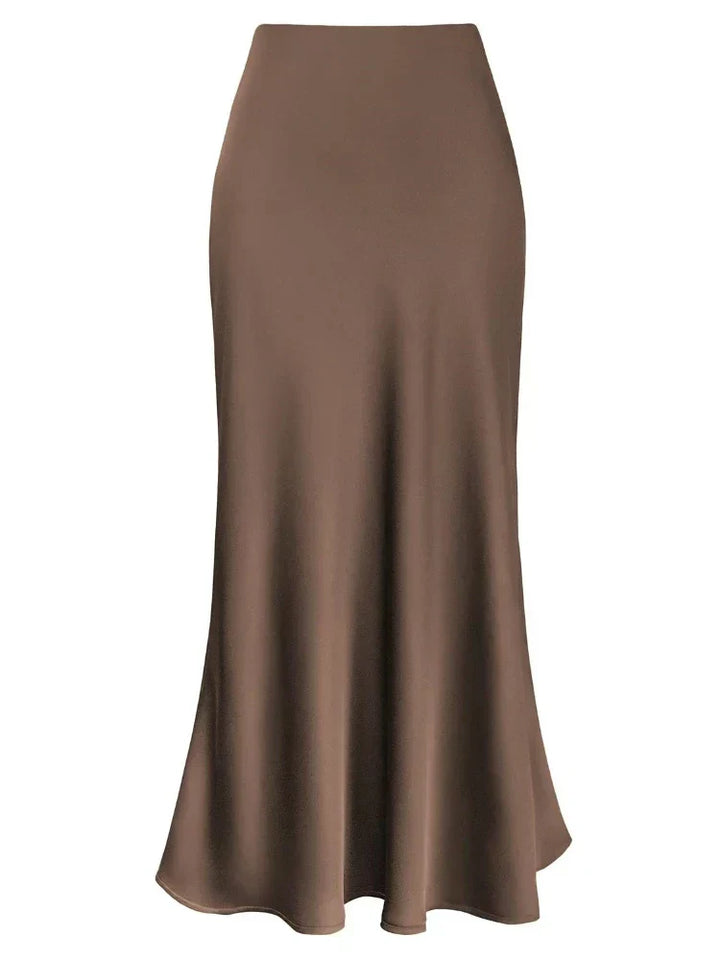 Mirla | Dam Satin Silke Kjolar Sommar Vår Koreansk Mode Kläder Kontor Damer Långa Kjolar Elegant Svart Maxi Kjolar för Damer-Eva Jonsson