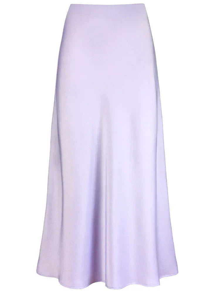 Mirla | Dam Satin Silke Kjolar Sommar Vår Koreansk Mode Kläder Kontor Damer Långa Kjolar Elegant Svart Maxi Kjolar för Damer-Eva Jonsson