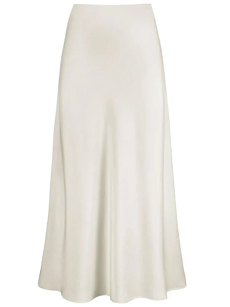 Mirla | Dam Satin Silke Kjolar Sommar Vår Koreansk Mode Kläder Kontor Damer Långa Kjolar Elegant Svart Maxi Kjolar för Damer-Eva Jonsson