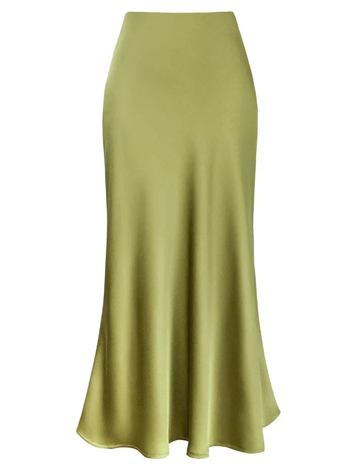 Mirla | Dam Satin Silke Kjolar Sommar Vår Koreansk Mode Kläder Kontor Damer Långa Kjolar Elegant Svart Maxi Kjolar för Damer-Eva Jonsson