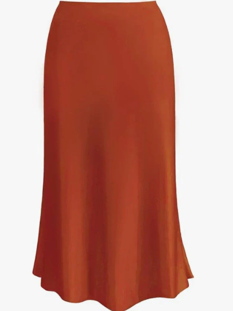 Mirla | Dam Satin Silke Kjolar Sommar Vår Koreansk Mode Kläder Kontor Damer Långa Kjolar Elegant Svart Maxi Kjolar för Damer-Eva Jonsson