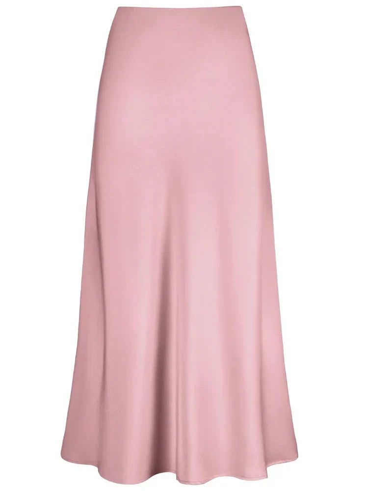 Mirla | Dam Satin Silke Kjolar Sommar Vår Koreansk Mode Kläder Kontor Damer Långa Kjolar Elegant Svart Maxi Kjolar för Damer-Eva Jonsson
