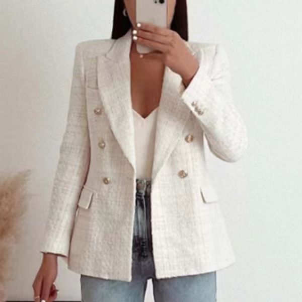 Mirla | Dam Strukturerad Blazer med Dubbelknappslå-Eva Jonsson