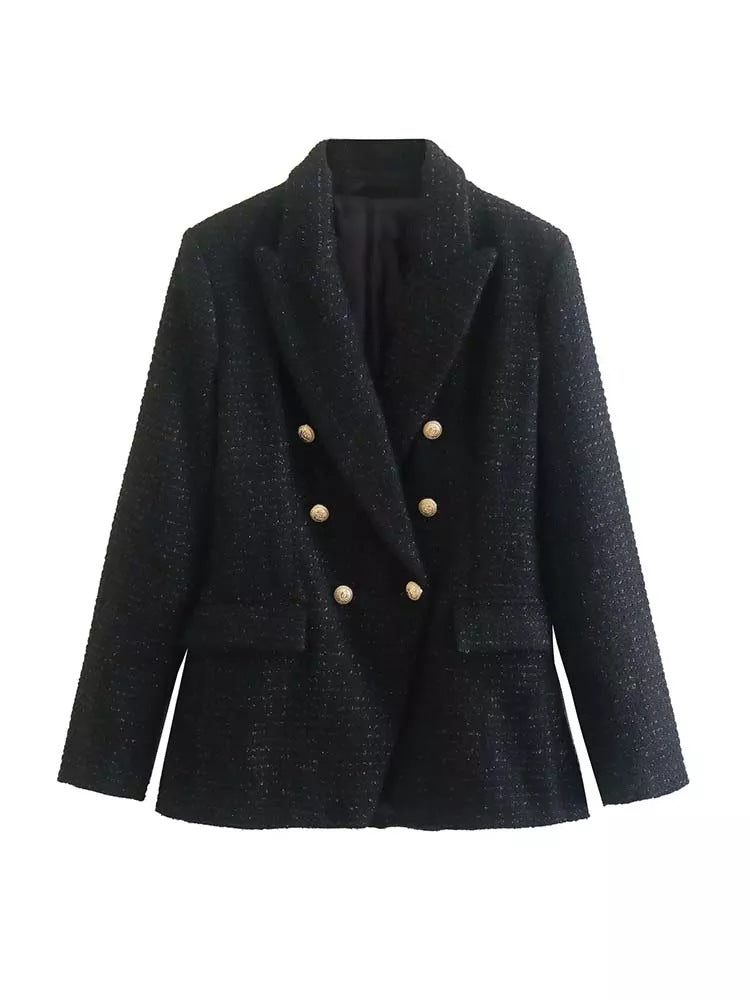 Mirla | Dam Strukturerad Blazer med Dubbelknappslå-Eva Jonsson