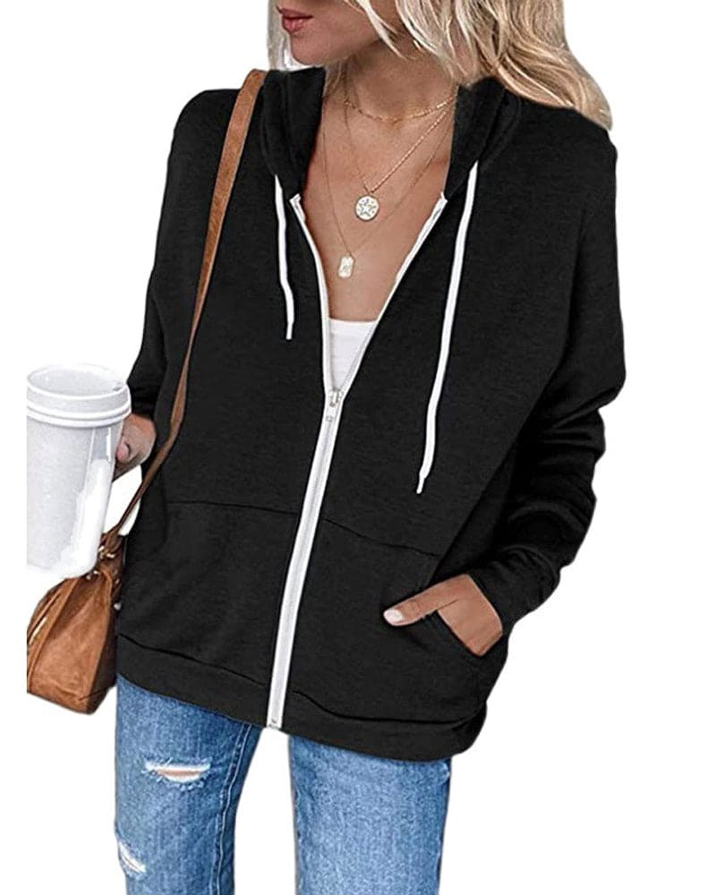 Mirla | Dam Svart Zip-Hoodie-Eva Jonsson
