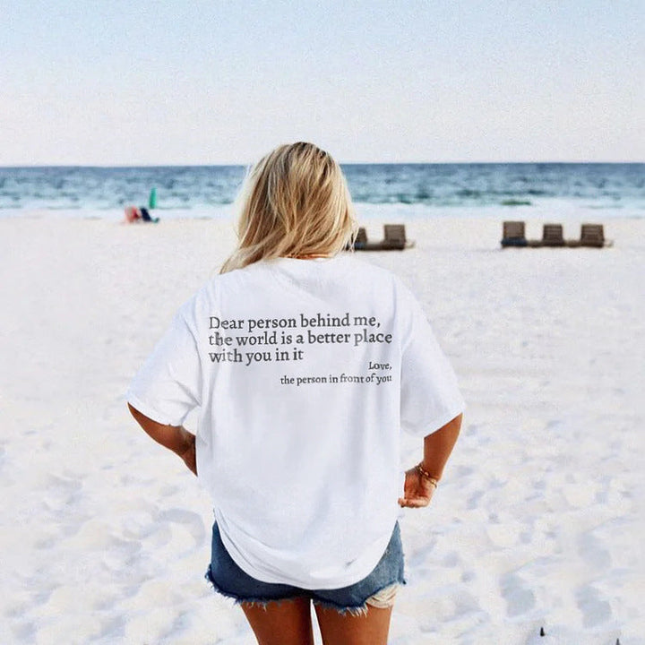 Mirla | Dam T-shirt med rundhals och slogan-Eva Jonsson