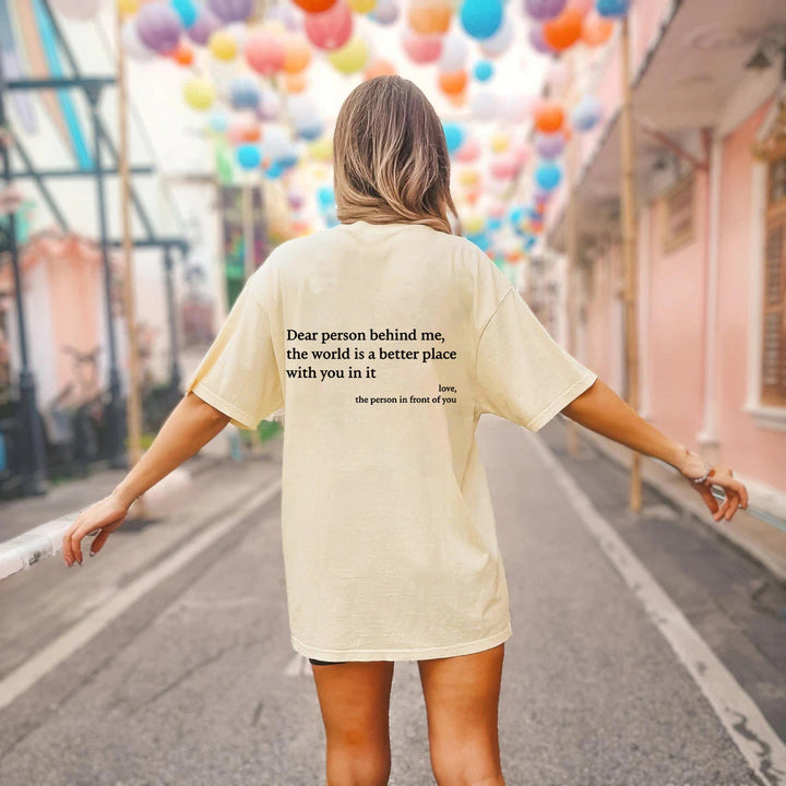 Mirla | Dam T-shirt med rundhals och slogan-Eva Jonsson
