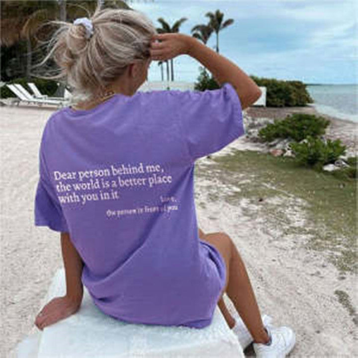 Mirla | Dam T-shirt med rundhals och slogan-Eva Jonsson