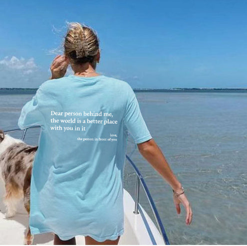 Mirla | Dam T-shirt med rundhals och slogan-Eva Jonsson