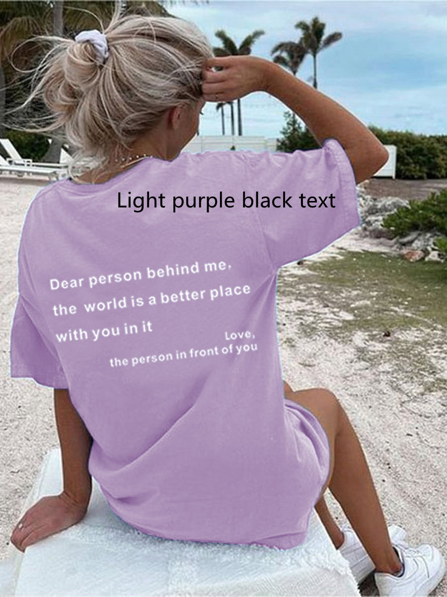 Mirla | Dam T-shirt med rundhals och slogan-Eva Jonsson