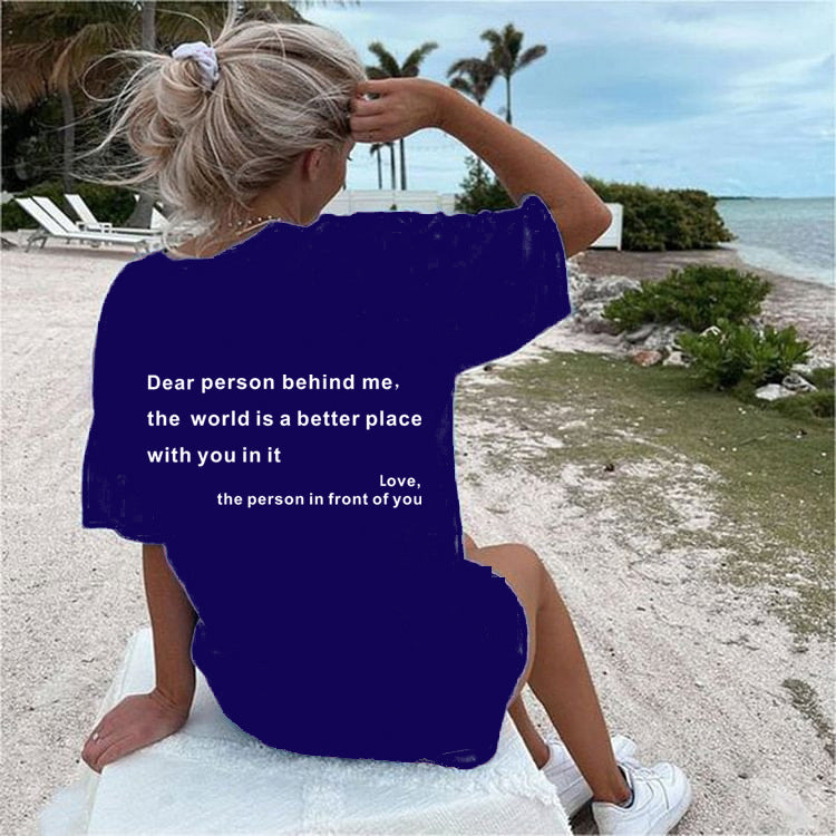 Mirla | Dam T-shirt med rundhals och slogan-Eva Jonsson