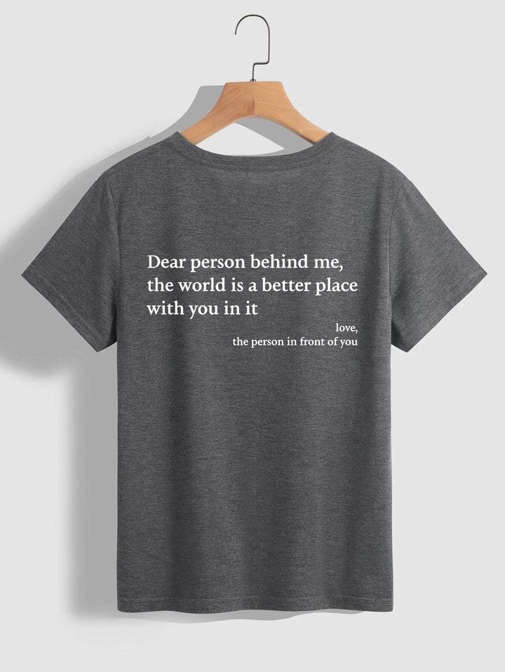 Mirla | Dam T-shirt med rundhals och slogan-Eva Jonsson