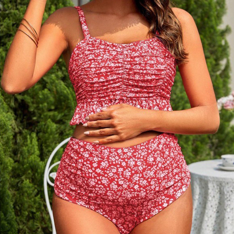 Mirla | Dam Tankini-set med Lekfull Rynkning och Högt Bensnitt-Eva Jonsson