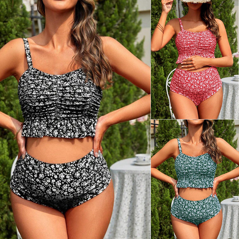 Mirla | Dam Tankini-set med Lekfull Rynkning och Högt Bensnitt-Eva Jonsson