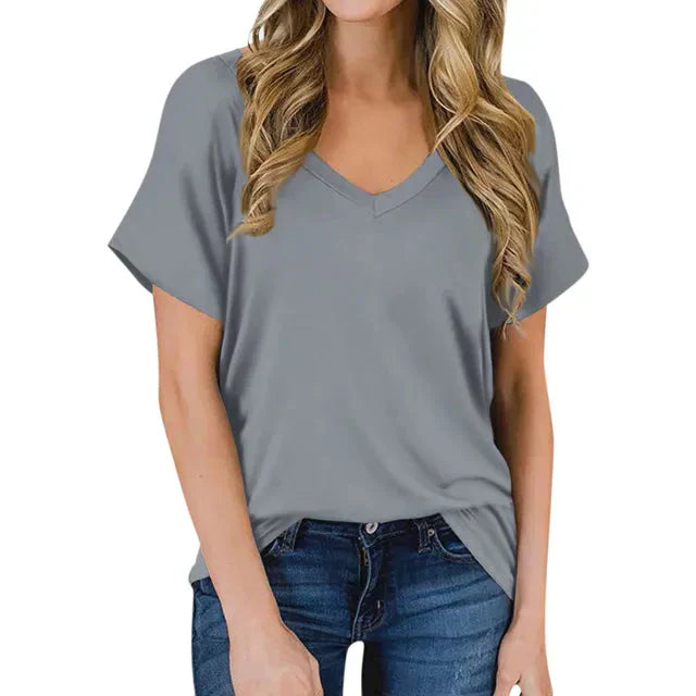 Mirla | Dam V-Hals T-shirt-Eva Jonsson