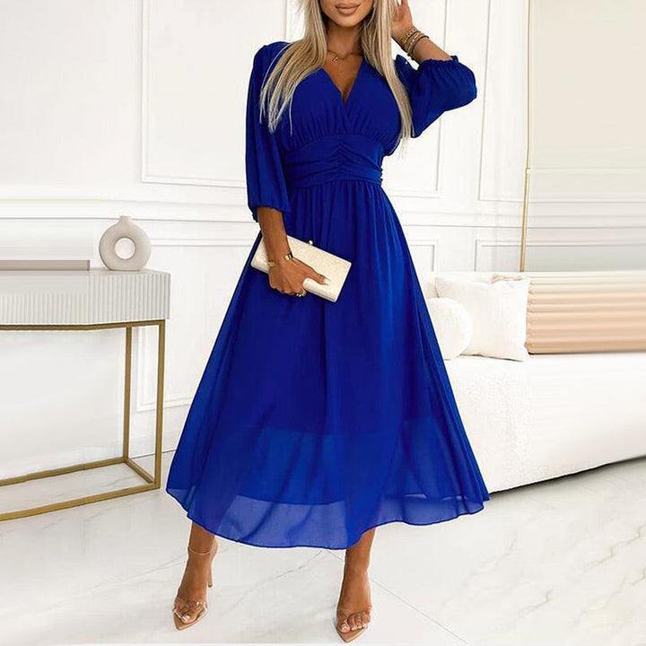 Mirla | Dam V-ringad Lätt Chiffon Klänningar-Eva Jonsson