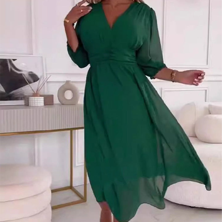 Mirla | Dam V-ringad Lätt Chiffon Klänningar-Eva Jonsson