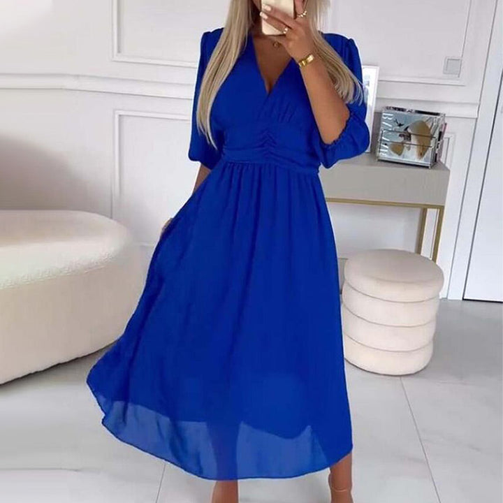 Mirla | Dam V-ringad Lätt Chiffon Klänningar-Eva Jonsson