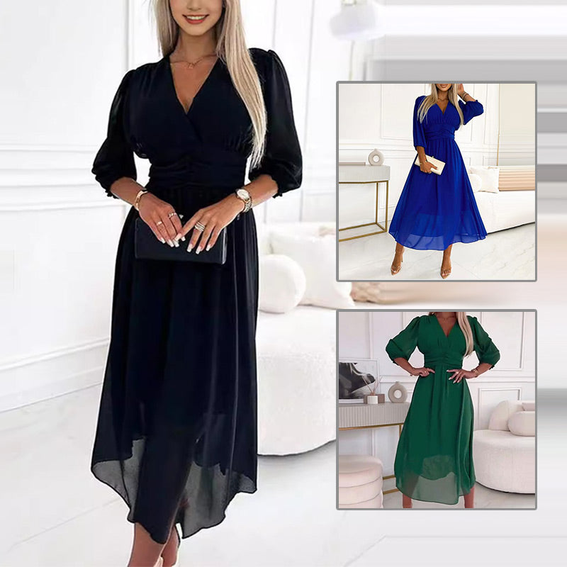 Mirla | Dam V-ringad Lätt Chiffon Klänningar-Eva Jonsson
