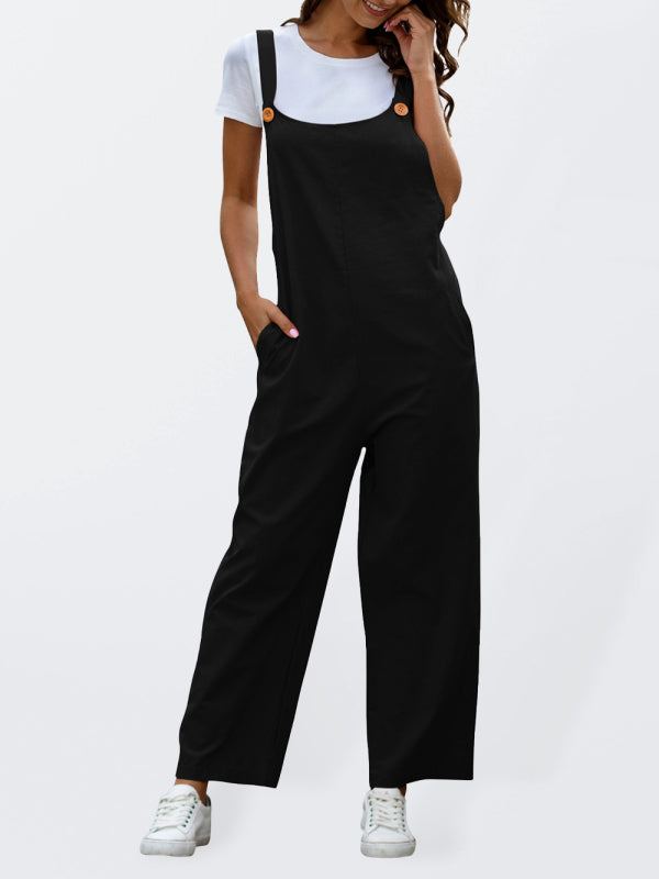 Mirla | Dam Woven Retro Casual Long Overalls-Eva Jonsson