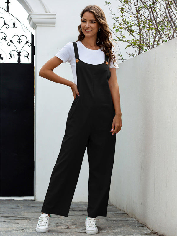 Mirla | Dam Woven Retro Casual Long Overalls-Eva Jonsson