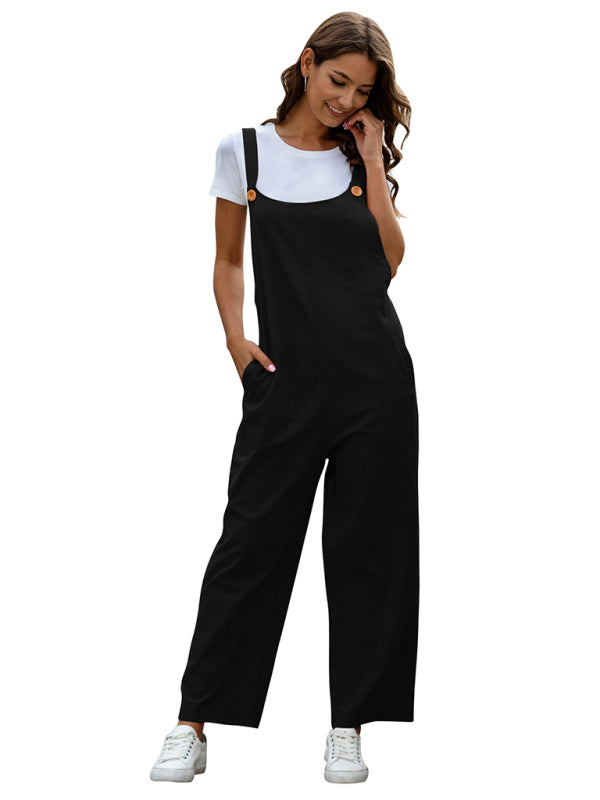 Mirla | Dam Woven Retro Casual Long Overalls-Eva Jonsson