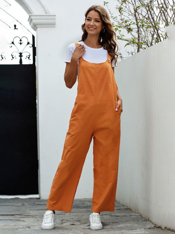 Mirla | Dam Woven Retro Casual Long Overalls-Eva Jonsson