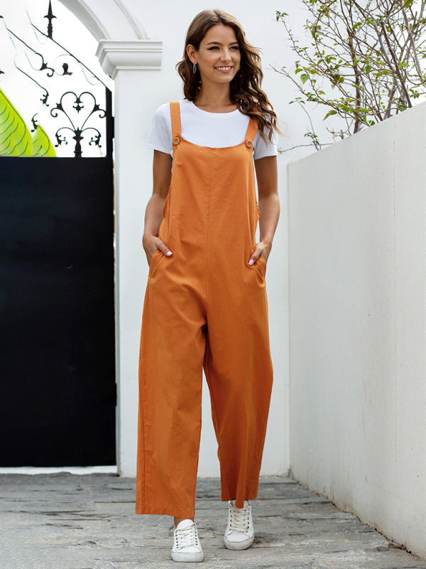 Mirla | Dam Woven Retro Casual Long Overalls-Eva Jonsson