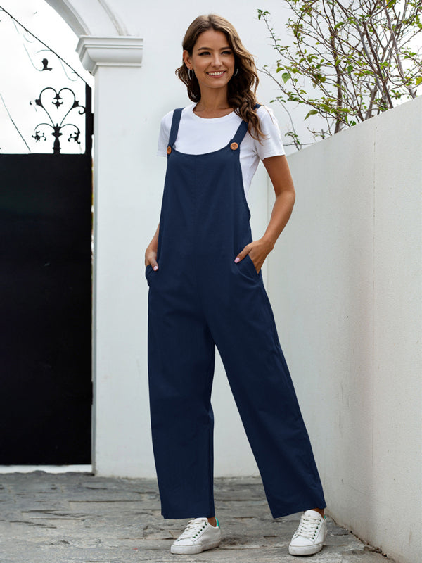 Mirla | Dam Woven Retro Casual Long Overalls-Eva Jonsson