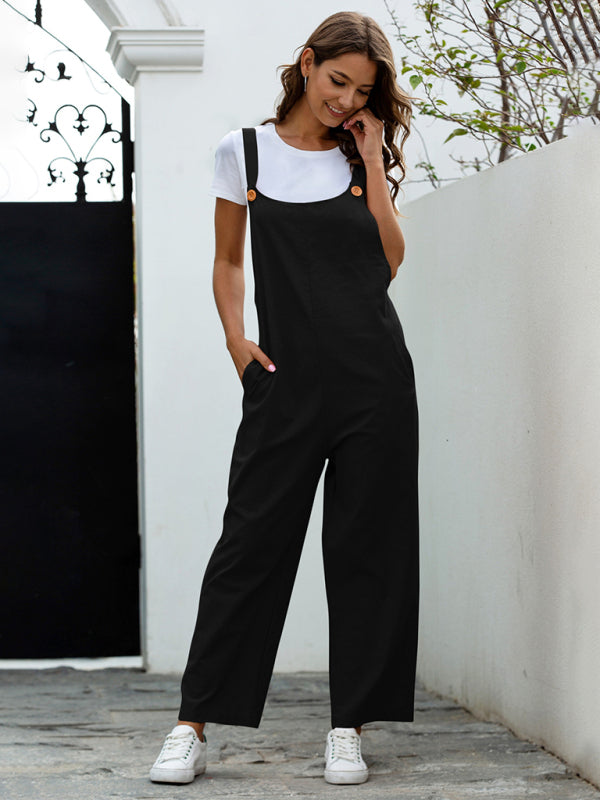 Mirla | Dam Woven Retro Casual Long Overalls-Eva Jonsson