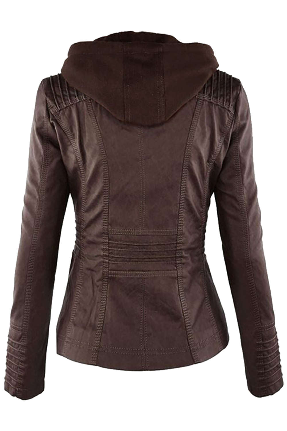 Mirla | Dam konst läder hoodie jacka med dragkedja-Eva Jonsson