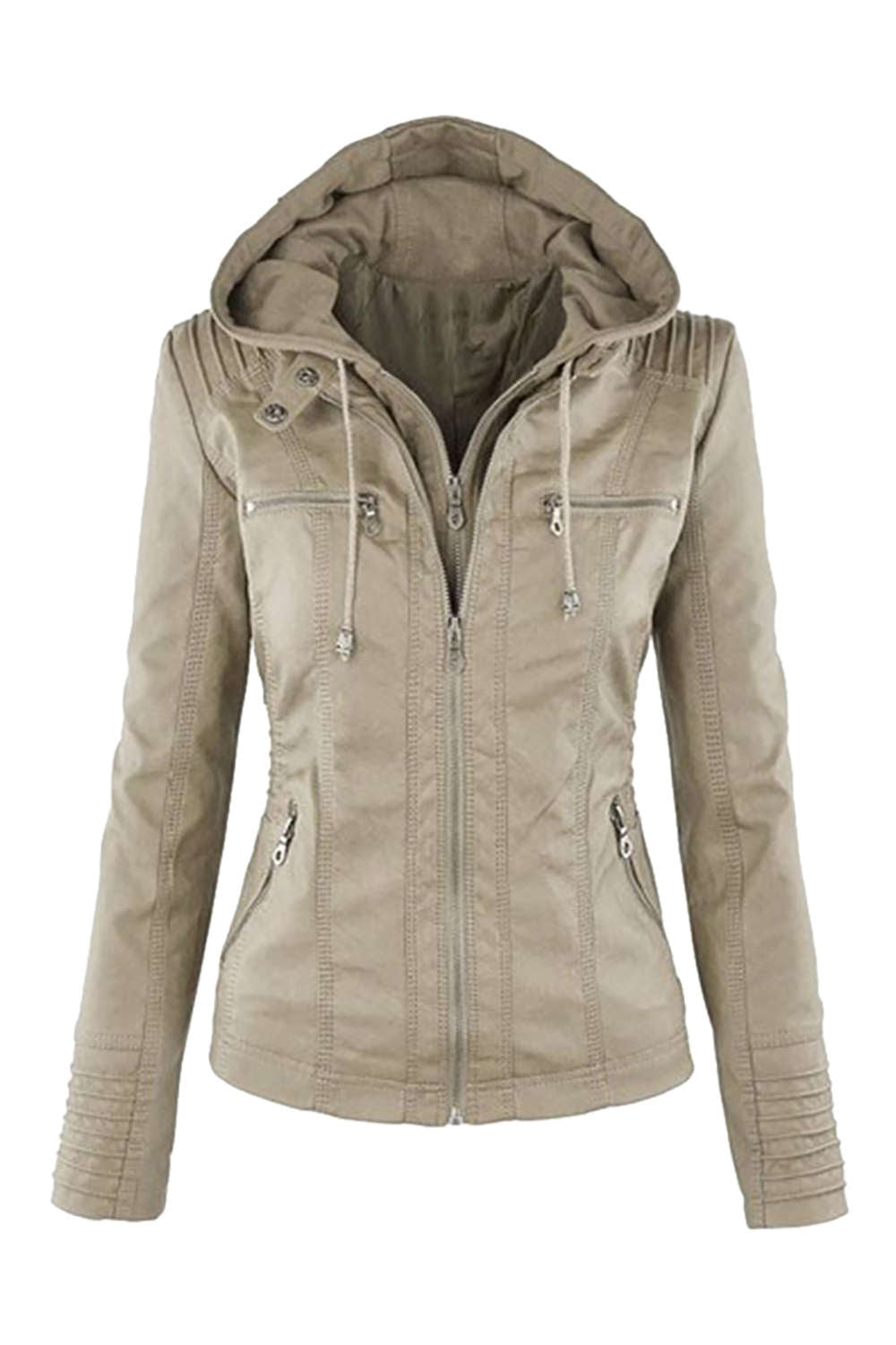 Mirla | Dam konst läder hoodie jacka med dragkedja-Eva Jonsson