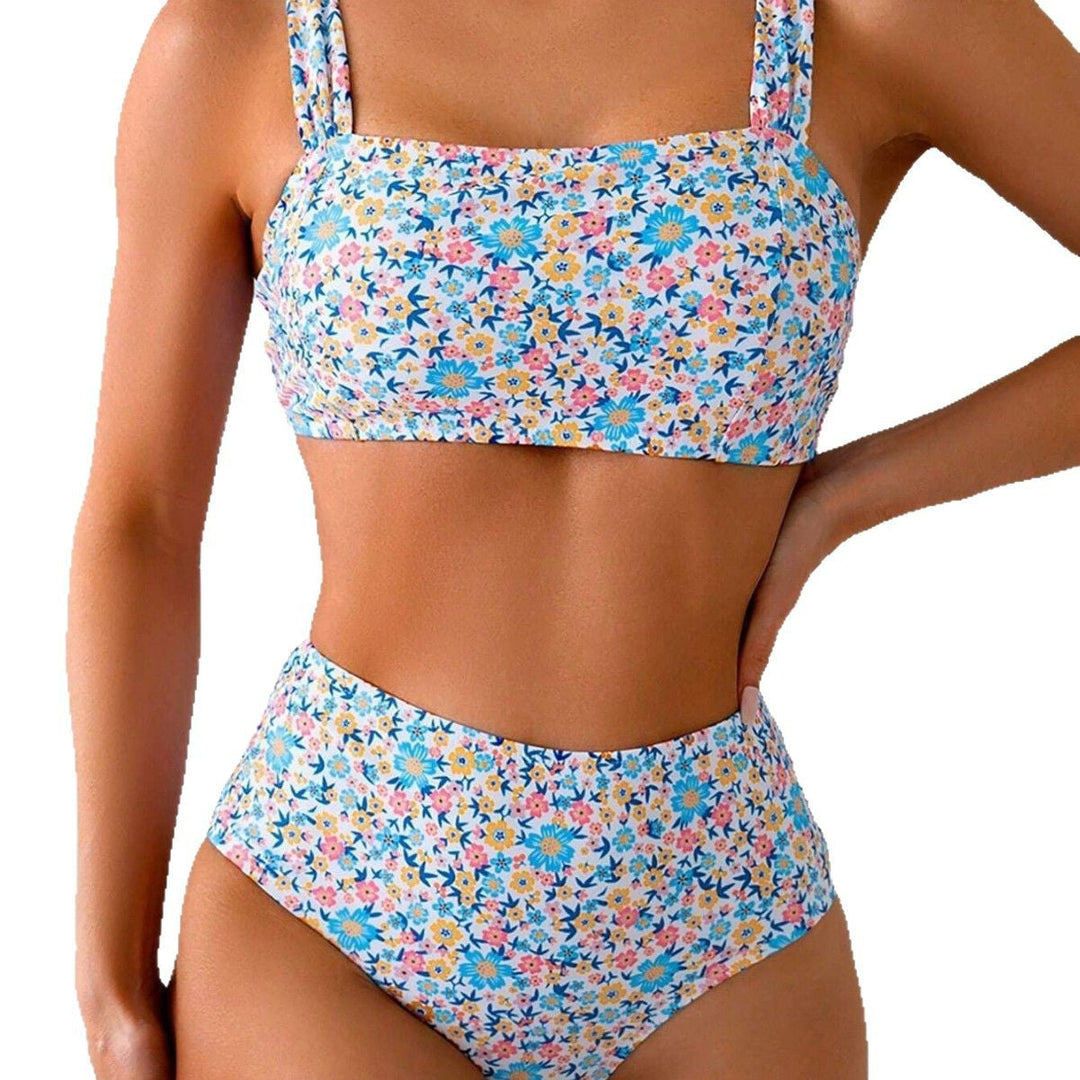 Mirla | Damens Hög midja Bikini-set med Blommönster och Bredd Axlar-Eva Jonsson