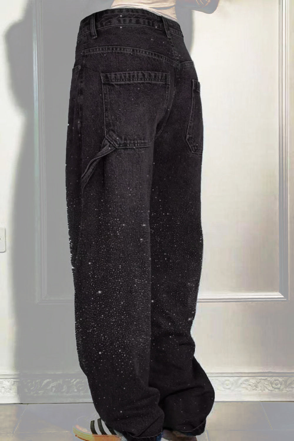 Mirla | Damens tvättade jeans med strassdetaljer i lös passform-Eva Jonsson