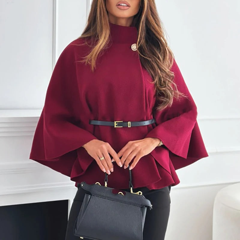 Mirla | Damenscape med Bälte – Elegant Topp med Vid Skärning-Eva Jonsson