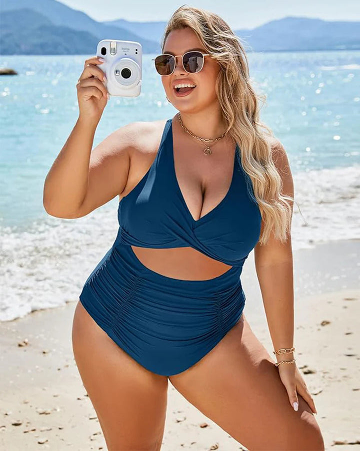 Mirla | Damer Enstyckade Baddräkter Push Up Magkontroll Baddräkter V-Urringning Cutout Måttlig Badmode-Eva Jonsson