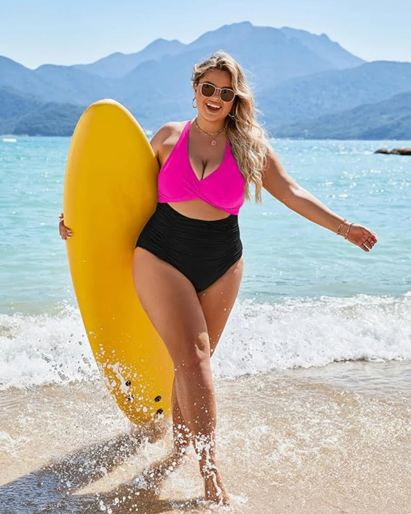 Mirla | Damer Enstyckade Baddräkter Push Up Magkontroll Baddräkter V-Urringning Cutout Måttlig Badmode-Eva Jonsson