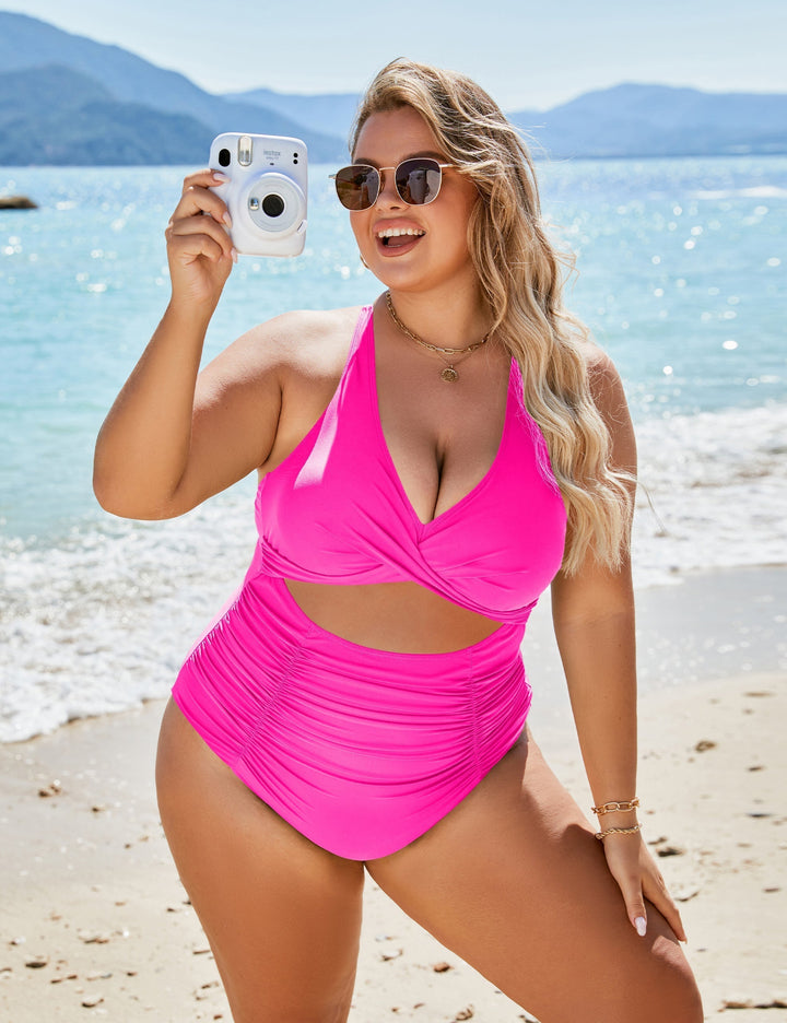 Mirla | Damer Enstyckade Baddräkter Push Up Magkontroll Baddräkter V-Urringning Cutout Måttlig Badmode-Eva Jonsson