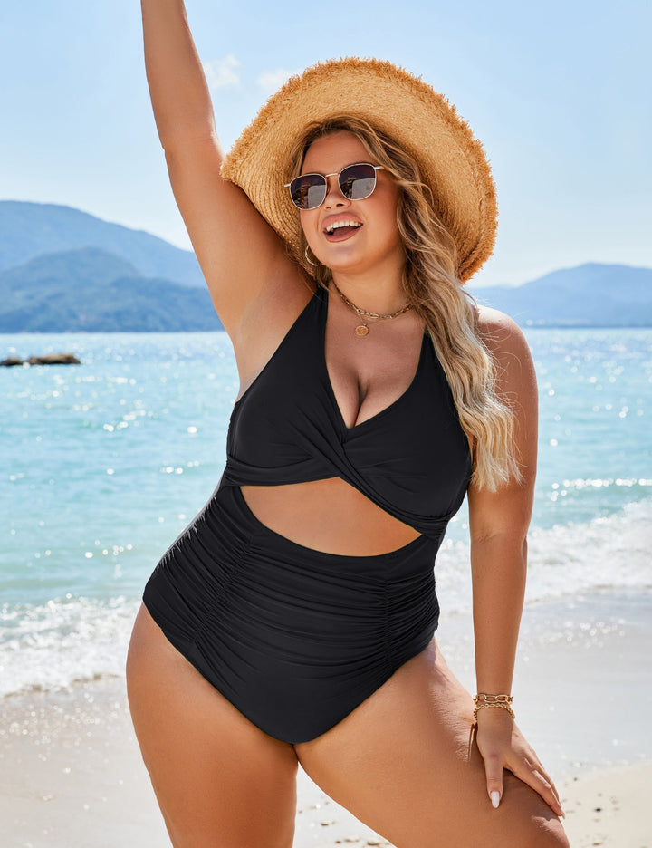 Mirla | Damer Enstyckade Baddräkter Push Up Magkontroll Baddräkter V-Urringning Cutout Måttlig Badmode-Eva Jonsson