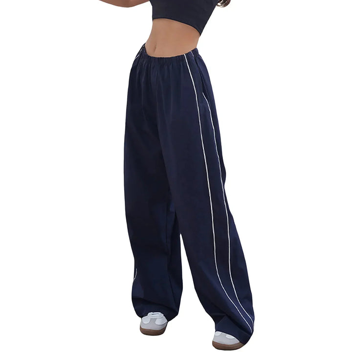 Mirla | Damer Y2K Elastisk Midja Cargo Byxor Lös Enfärgade Joggingbyxor Träningsbyxor med Fickor Streetwear-Eva Jonsson