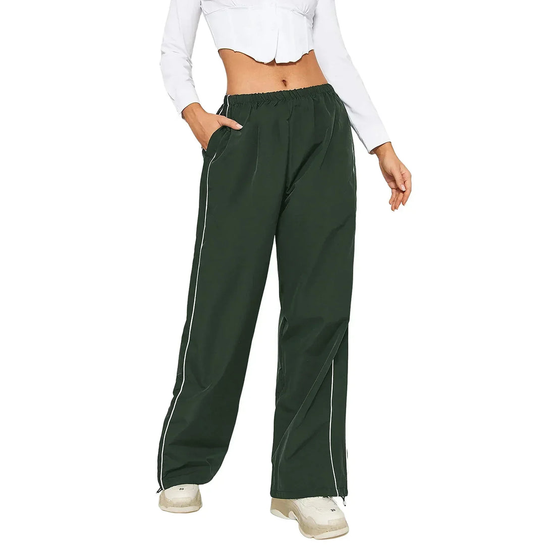 Mirla | Damer Y2K Elastisk Midja Cargo Byxor Lös Enfärgade Joggingbyxor Träningsbyxor med Fickor Streetwear-Eva Jonsson