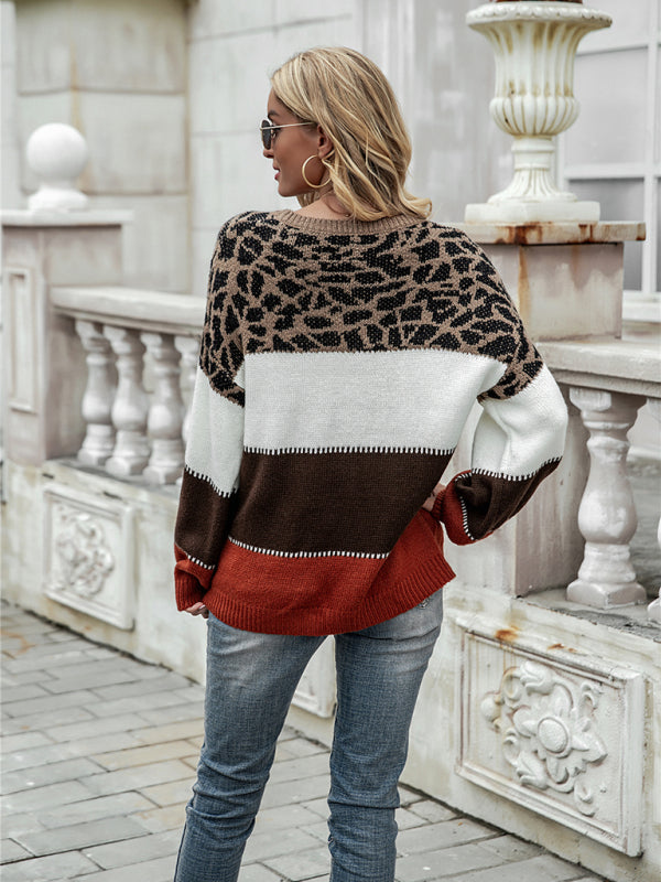 Mirla | Damertröja med leopardsmönster och färgfält-Eva Jonsson