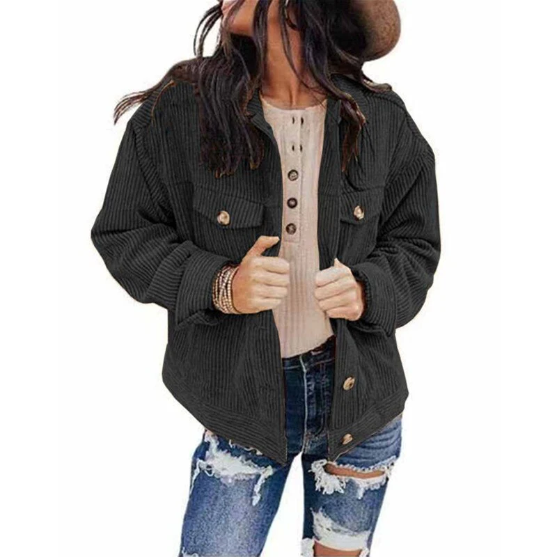 Mirla | Damjacka Cord Oversize Look med knappar och bröstfickor-Eva Jonsson