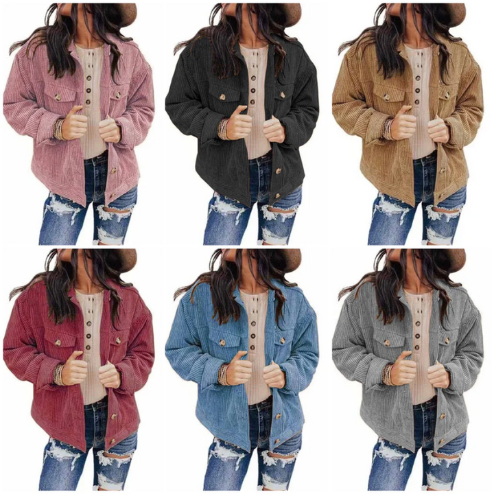 Mirla | Damjacka Cord Oversize Look med knappar och bröstfickor-Eva Jonsson
